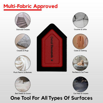 Detail Demands Mini Pet Hair Remover for Furniture, Couch, Car Mat and Carpet Scraper- Effective Lint Remover, Lint Brush, Dog and Cat Hair Remover, Reusable Pet Furremover and Pet Hair Removal Tool