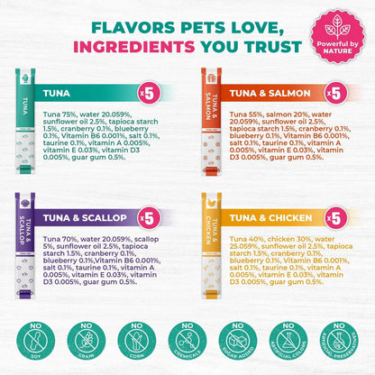 Creamy Lickable Cat Treats Wet Squeeze Tubes 20 Sticks Tuna Mix Liquid Cat Snacks Urinary Care Multivitamin Treats for Cats & Small Dogs Lick Up