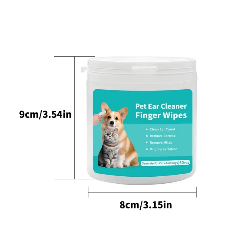 Pet Ear Cleaning Wipes Disposable Ear Care Finger Cover Convenient and Dirty Hand Ear Mite Ear Mite and Dogs Cleaning Wipes