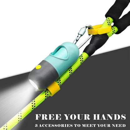 Dog Poop Bags Holder with LED Flashlight|Pet Waste Bags Dispenser for Leash|Doggie Potty Bags Container with Leak-Proof Pet Trash Bags and Accessories (1 Holder 195 Bags, Crystal Blue)