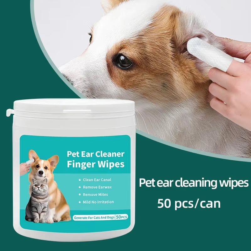 Pet Ear Cleaning Wipes Disposable Ear Care Finger Cover Convenient and Dirty Hand Ear Mite Ear Mite and Dogs Cleaning Wipes