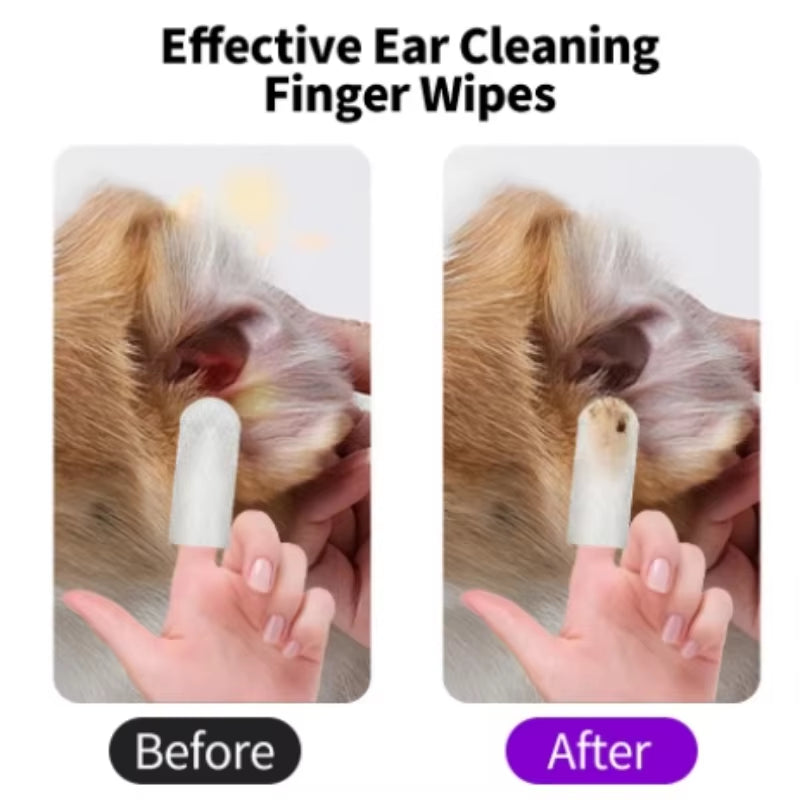Pet Ear Cleaning Wipes Disposable Ear Care Finger Cover Convenient and Dirty Hand Ear Mite Ear Mite and Dogs Cleaning Wipes
